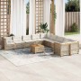 Set de sofás de jardín 11pzas con cojines ratán sintético beige en Conjuntos de jardín | Comprar online en Foru.es