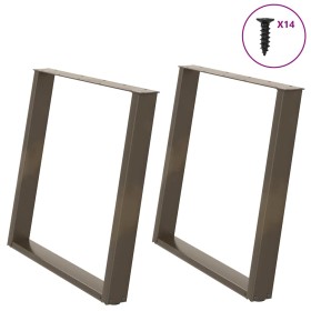 Patas mesa comedor forma U 2uds acero natural 100x(72-73) cm de , Patas para mesas - Ref: Foro24-4012807, Precio: 110,11 €, D...