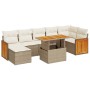 Set sofás jardín y cojines 8 pzas ratán sintético acacia beige de , Conjuntos de jardín - Ref: Foro24-3327740, Precio: 621,21...