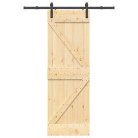 Puerta corredera con herrajes madera maciza de pino 70x210 cm de , Puertas - Ref: Foro24-3332604, Precio: 176,70 €, Descuento: %