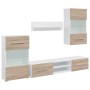 Muebles de TV 5 piezas con iluminación LED roble sonoma de , Muebles TV - Ref: Foro24-3324231, Precio: 478,22 €, Descuento: %