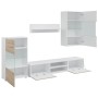 Muebles de TV 5 piezas con iluminación LED roble sonoma de , Muebles TV - Ref: Foro24-3324231, Precio: 478,22 €, Descuento: %
