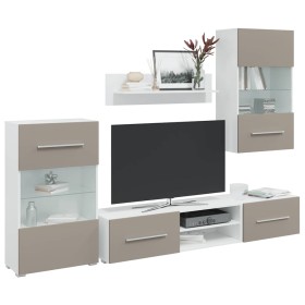 Muebles para TV 5 piezas con iluminación LED gris piedra de , Muebles TV - Ref: Foro24-3324233, Precio: 478,22 €, Descuento: %