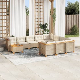 Set de sofás de jardín 11pzas con cojines ratán sintético beige en Conjuntos de jardín | Comprar online en Foru.es