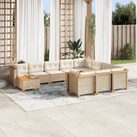 Set de sofás de jardín 11pzas con cojines ratán sintético beige en Conjuntos de jardín | Comprar online en Foru.es