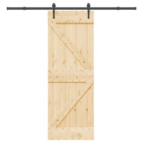 Puerta corredera con herrajes madera maciza de pino 70x210 cm de , Puertas - Ref: Foro24-3332646, Precio: 204,39 €, Descuento: %