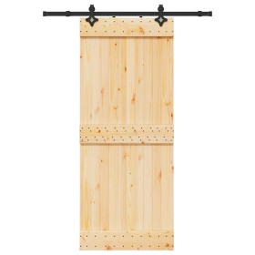 Puerta corredera con herrajes madera maciza de pino 85x210 cm de , Puertas - Ref: Foro24-3332678, Precio: 167,73 €, Descuento: %