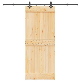 Puerta corredera con herrajes madera maciza de pino 85x210 cm de , Puertas - Ref: Foro24-3332684, Precio: 180,80 €, Descuento: %