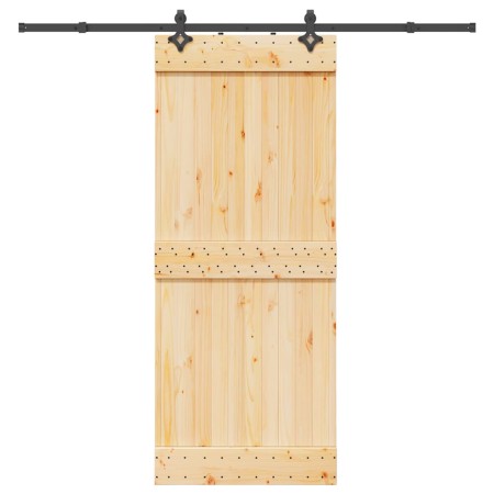 Puerta corredera con herrajes madera maciza de pino 85x210 cm de , Puertas - Ref: Foro24-3332684, Precio: 180,80 €, Descuento: %