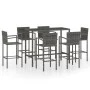 Mesa y taburetes altos jardín 3 piezas ratán sintético gris de vidaXL, Conjuntos de jardín - Ref: Foro24-3064847, Precio: 464...