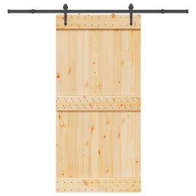 Puerta corredera con herrajes madera maciza de pino 100x210 cm de , Puertas - Ref: Foro24-3332699, Precio: 234,27 €, Descuent...
