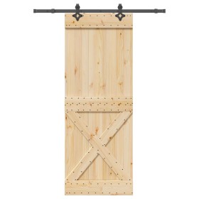 Puerta corredera con herrajes madera maciza de pino 85x210 cm de , Puertas - Ref: Foro24-3332774, Precio: 193,03 €, Descuento: %