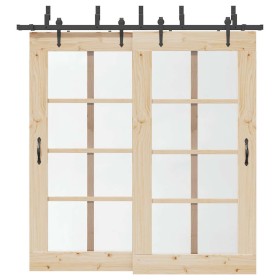 Kit de herrajes para puertas correderas acero negro 213,5 cm de , Artículos para puertas - Ref: Foro24-3295726, Precio: 167,0...