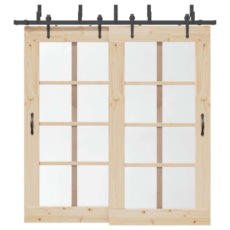 Kit de herrajes para puertas correderas acero negro 213,5 cm de , Artículos para puertas - Ref: Foro24-3295726, Precio: 167,0...