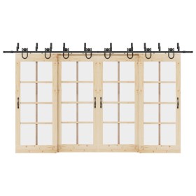Kit de herrajes para puertas correderas acero negro 400 cm de , Artículos para puertas - Ref: Foro24-3295758, Precio: 202,38 ...