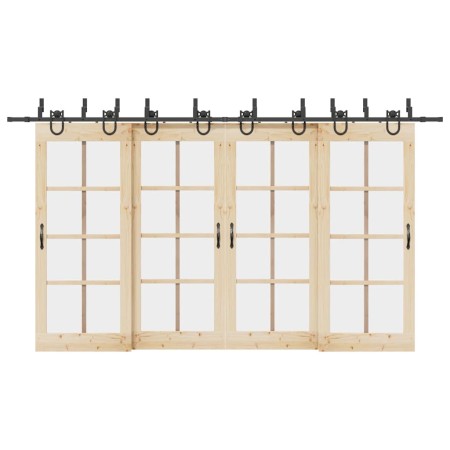 Kit de herrajes para puertas correderas acero negro 400 cm de , Artículos para puertas - Ref: Foro24-3295758, Precio: 202,38 ...