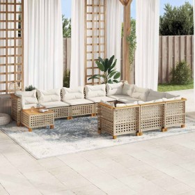 Set de sofás de jardín 11pzas con cojines ratán sintético beige en Conjuntos de jardín | Comprar online en Foru.es