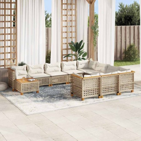 Set de sofás de jardín 11pzas con cojines ratán sintético beige en Conjuntos de jardín | Comprar online en Foru.es