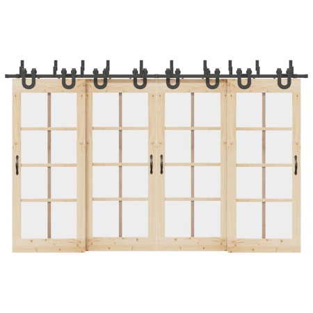 Kit de herrajes para puertas correderas acero negro 366 cm de , Artículos para puertas - Ref: Foro24-3295753, Precio: 238,30 ...