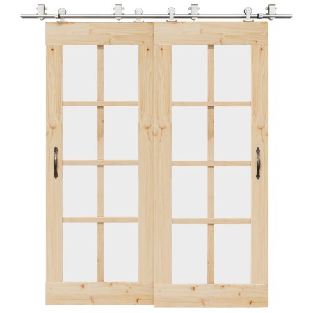 Kit de herrajes para puerta corredera 200 cm acero plateado de , Artículos para puertas - Ref: Foro24-3295764, Precio: 189,20...