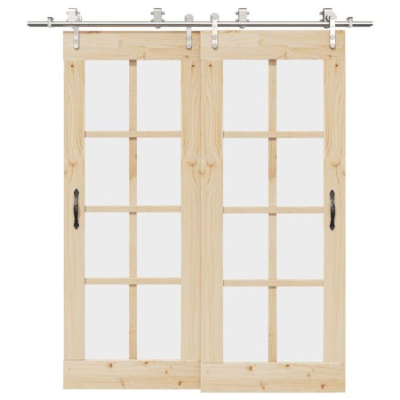 Kit de herrajes para puerta corredera 200 cm acero plateado de , Artículos para puertas - Ref: Foro24-3295766, Precio: 230,02...