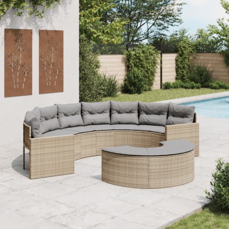 Sofá de jardín semicircular 2 piezas ratán sintético beige en Sofás de exterior | Comprar online en Foru.es