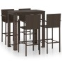 Muebles de bar de jardín 5 pzas ratán PE reposabrazos marrón de vidaXL, Conjuntos de jardín - Ref: Foro24-3064810, Precio: 35...