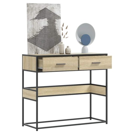 Mesa consola de madera de ingeniería roble Sonoma 90x35x80 cm de , Mesas auxiliares - Ref: Foro24-849175, Precio: 75,89 €, De...