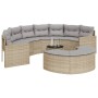 Set de sofá de jardín semicircular 3 pzas ratán sintético beige en Sofás de exterior | Comprar online en Foru.es