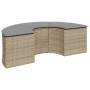 Set de sofá de jardín semicircular 3 pzas ratán sintético beige en Sofás de exterior | Comprar online en Foru.es