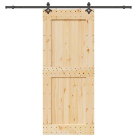 Puerta corredera con herrajes madera maciza de pino 95x210 cm de , Puertas - Ref: Foro24-3332734, Precio: 211,07 €, Descuento: %