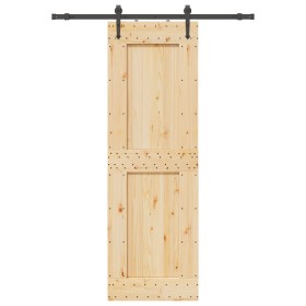 Puerta corredera con herrajes madera maciza de pino 70x210 cm de , Puertas - Ref: Foro24-3332736, Precio: 174,42 €, Descuento: %