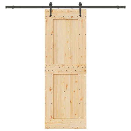 Puerta corredera con herrajes madera maciza de pino 80x210 cm de , Puertas - Ref: Foro24-3332743, Precio: 211,99 €, Descuento: %