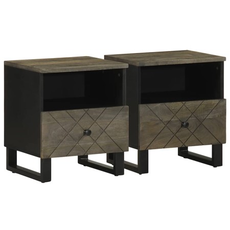 Mesitas de noche 2 uds madera maciza de mango negro 40x33x46 cm de , Mesitas de noche - Ref: Foro24-4017691, Precio: 112,18 €...
