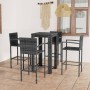 Muebles de bar de jardín 5 pzas ratán PE reposabrazos gris de vidaXL, Conjuntos de jardín - Ref: Foro24-3064809, Precio: 354,...