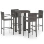 Muebles de bar de jardín 5 pzas ratán PE reposabrazos gris de vidaXL, Conjuntos de jardín - Ref: Foro24-3064809, Precio: 354,...