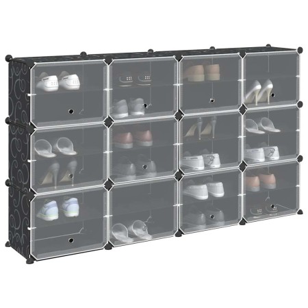 Estantería de cubos con 12 compartimentos y puertas PP negro de , Zapateros y organizadores de calzado - Ref: Foro24-4019578,...