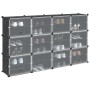 Estantería de cubos con 12 compartimentos y puertas PP negro de , Zapateros y organizadores de calzado - Ref: Foro24-4019578,...