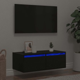 Mueble de TV con luces LED roble negro 75x35,5x25 cm de , Muebles TV - Ref: Foro24-860230, Precio: 73,06 €, Descuento: %