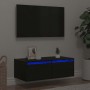 Mueble de TV con luces LED roble negro 75x35,5x25 cm de , Muebles TV - Ref: Foro24-860230, Precio: 73,06 €, Descuento: %