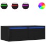 Mueble de TV con luces LED roble negro 75x35,5x25 cm de , Muebles TV - Ref: Foro24-860230, Precio: 73,06 €, Descuento: %