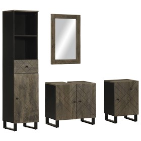 Conjunto de muebles de baño 4 piezas madera maciza mango negro de , Muebles de baño - Ref: Foro24-3310002, Precio: 314,54 €, ...