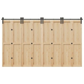 Kit de herrajes para puertas correderas acero negro 366 cm de , Artículos para puertas - Ref: Foro24-3295803, Precio: 184,97 ...