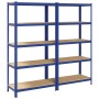 Estanterías de 5 baldas 2 uds madera contrachapada y acero azul de , Estanterías industriales - Ref: Foro24-3307605, Precio: ...