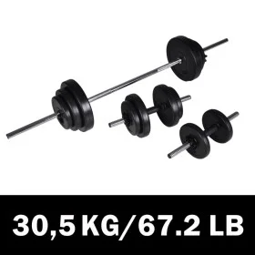 Juego de barras + 2 mancuernas 30,5kg de vidaXL, Peso libre - Ref: Foro24-90377, Precio: 92,36 €, Descuento: %