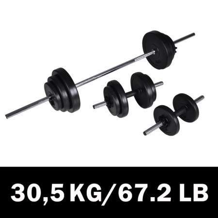 Juego de barras + 2 mancuernas 30,5kg de vidaXL, Peso libre - Ref: Foro24-90377, Precio: 90,12 €, Descuento: %