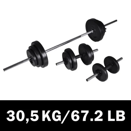 Juego de barras + 2 mancuernas 30,5kg de vidaXL, Peso libre - Ref: Foro24-90377, Precio: 92,36 €, Descuento: %