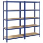 Estanterías de 5 baldas 2 uds madera contrachapada y acero azul de , Estanterías industriales - Ref: Foro24-3307605, Precio: ...