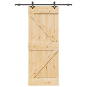Puerta corredera con herrajes madera maciza de pino 80x210 cm de , Puertas - Ref: Foro24-3332631, Precio: 212,10 €, Descuento: %