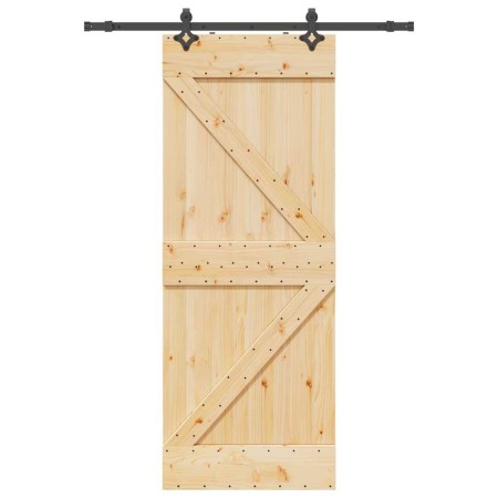 Puerta corredera con herrajes madera maciza de pino 80x210 cm de , Puertas - Ref: Foro24-3332631, Precio: 212,10 €, Descuento: %